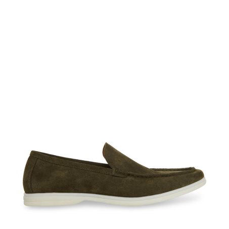 Olive Steve Madden Larken Suede Men's Loafers | PH 5263QWT